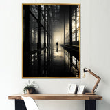Designart "Industrial Landscape Sapphire Sunrise " Factories Framed Wall Art Prints