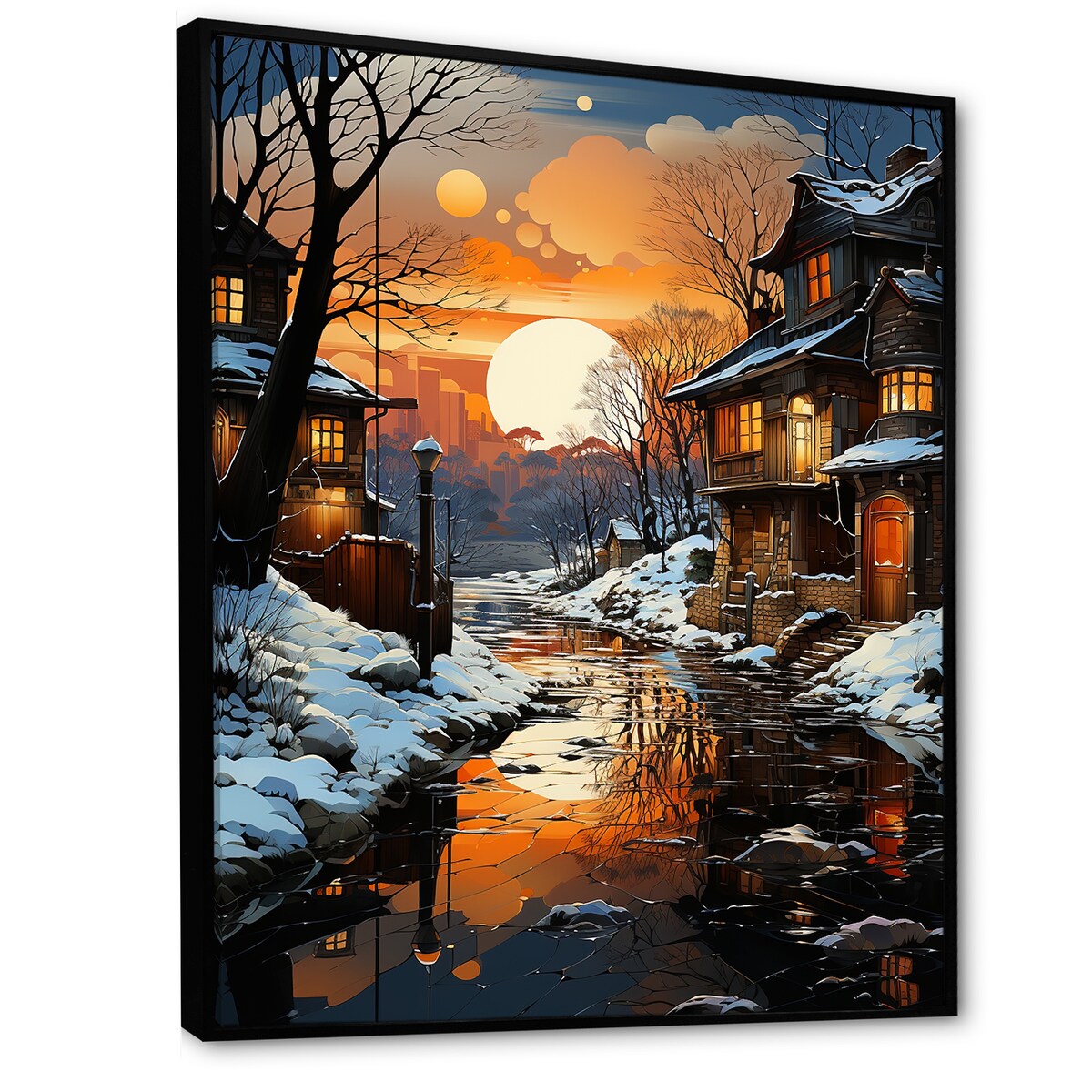 Designart "Industrial Landscape Topaz Twilight I" Factories Framed Wall Decor