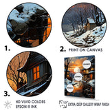 Designart "Industrial Landscape Topaz Twilight I" Factories Framed Wall Decor