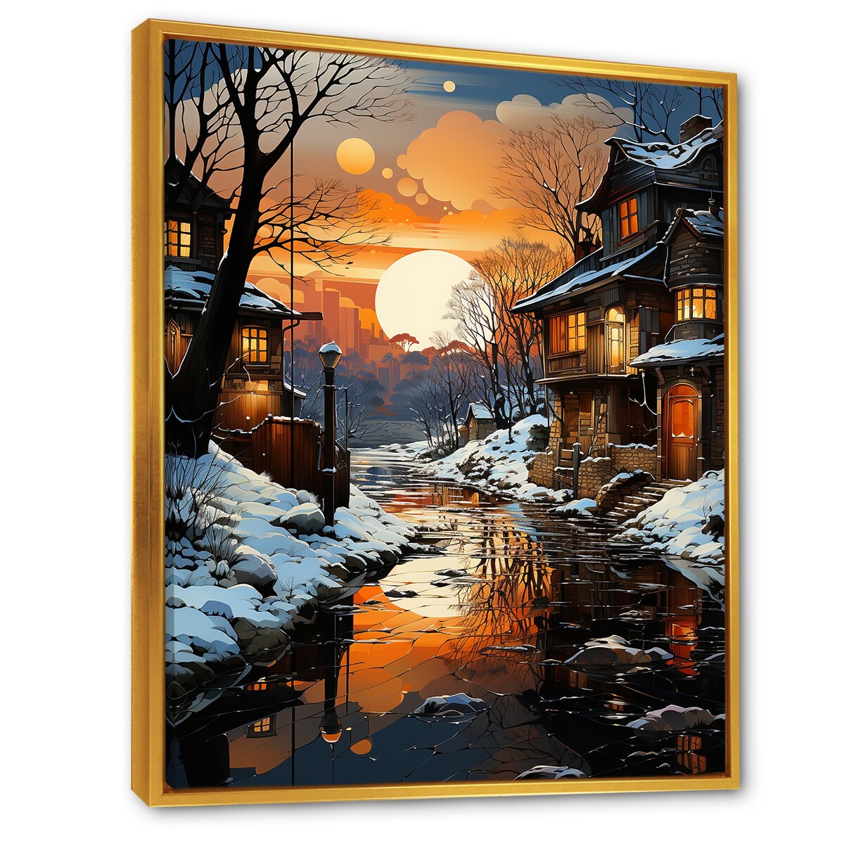 Designart "Industrial Landscape Topaz Twilight I" Factories Framed Wall Decor