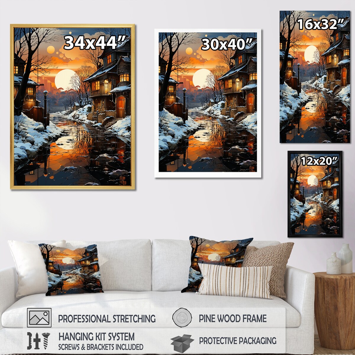 Designart "Industrial Landscape Topaz Twilight I" Factories Framed Wall Decor