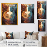 Designart "Ink Fusion Couple Kiss Romance IV" Romantic Portrait Orange - Traditional Hallway Framed Wall Art Decor