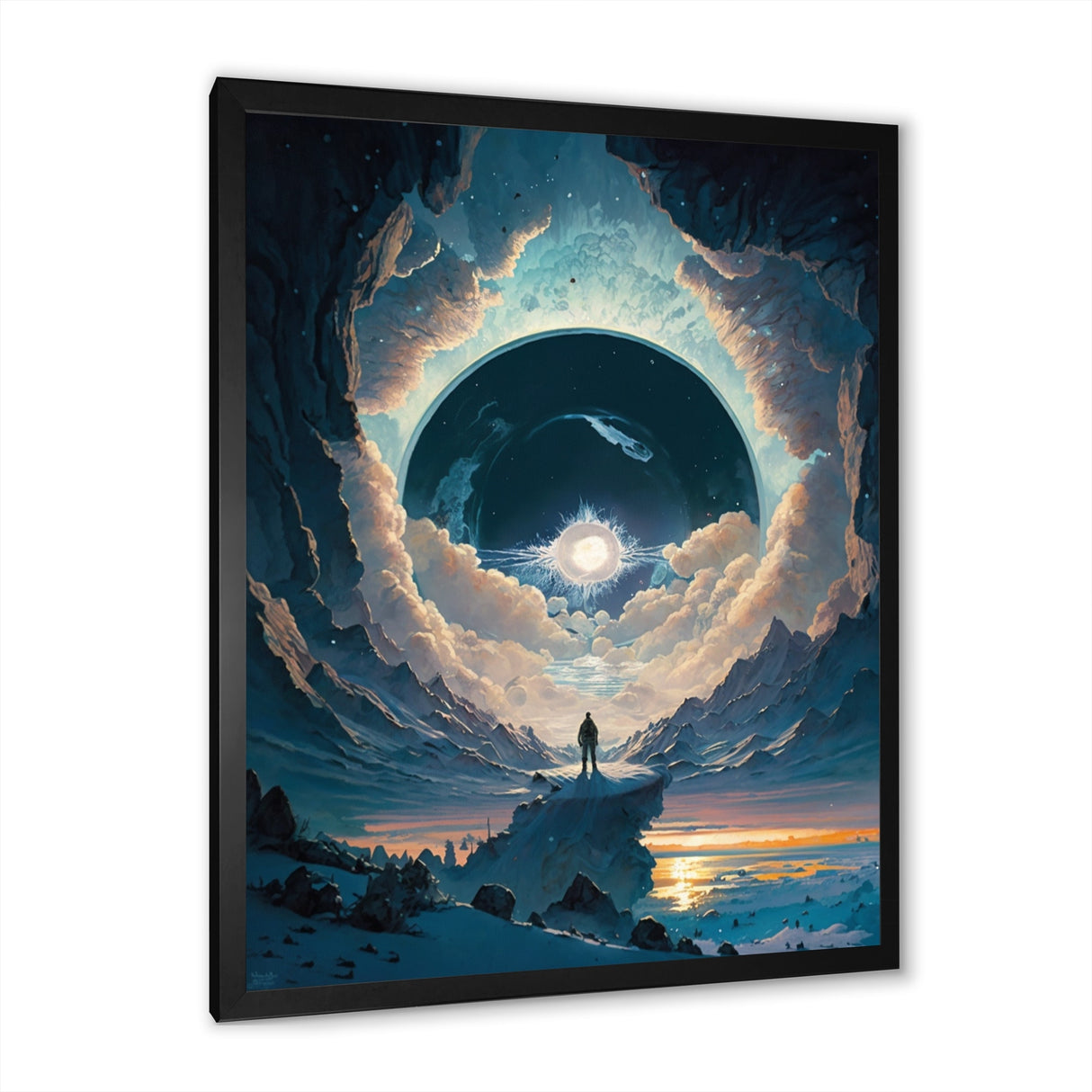 Designart "Inspiring Moon"S Outer Space View Ii" Space Landscapes Framed Wall Art For Living Room