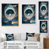 Designart "Inspiring Moon"S Outer Space View Ii" Space Landscapes Framed Wall Art For Living Room