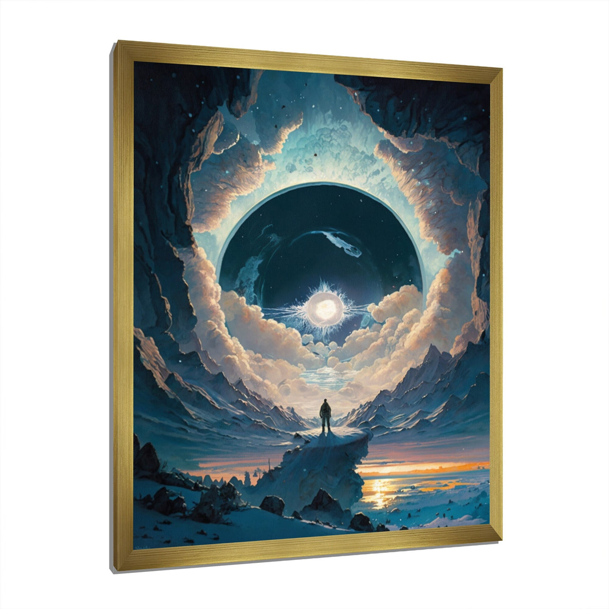 Designart "Inspiring Moon"S Outer Space View Ii" Space Landscapes Framed Wall Art For Living Room