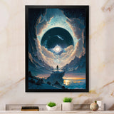 Designart "Inspiring Moon"S Outer Space View Ii" Space Landscapes Framed Wall Art For Living Room