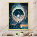 Designart "Inspiring Moon"S Outer Space View Ii" Space Landscapes Framed Wall Art For Living Room