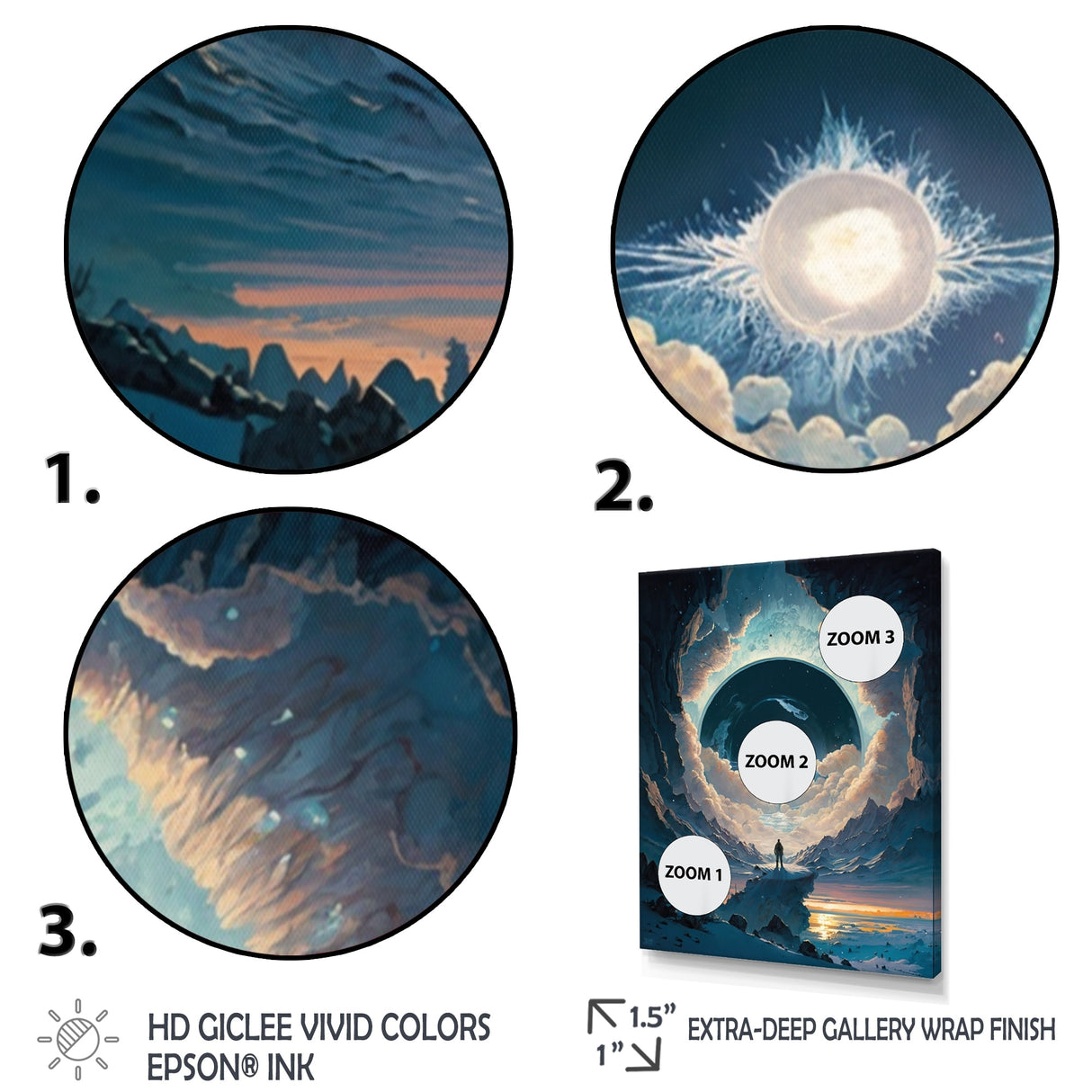 Designart "Inspiring Moon"S Outer Space View Ii" Space Landscapes Framed Wall Art For Living Room
