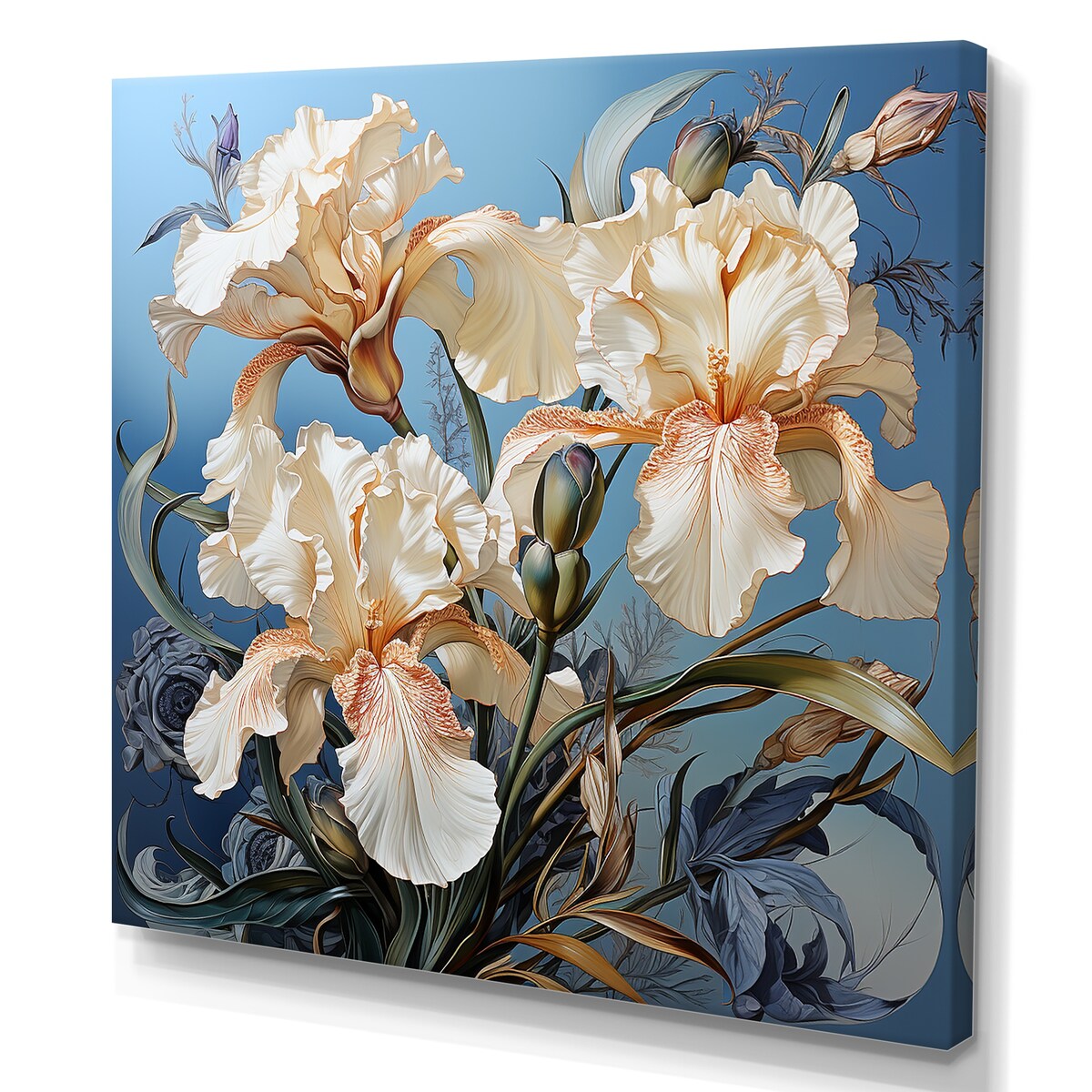 Designart "Irises Bathed In Silvery Aura Moonlight " Irises Wall Art