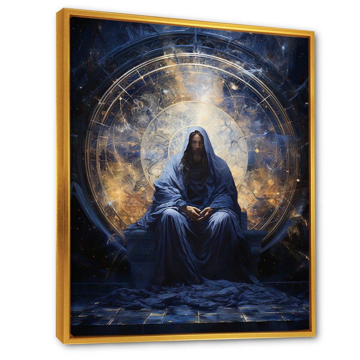 Designart "Isaiahs Insight Indigo Christianity" Christianity Framed Canvas Prints
