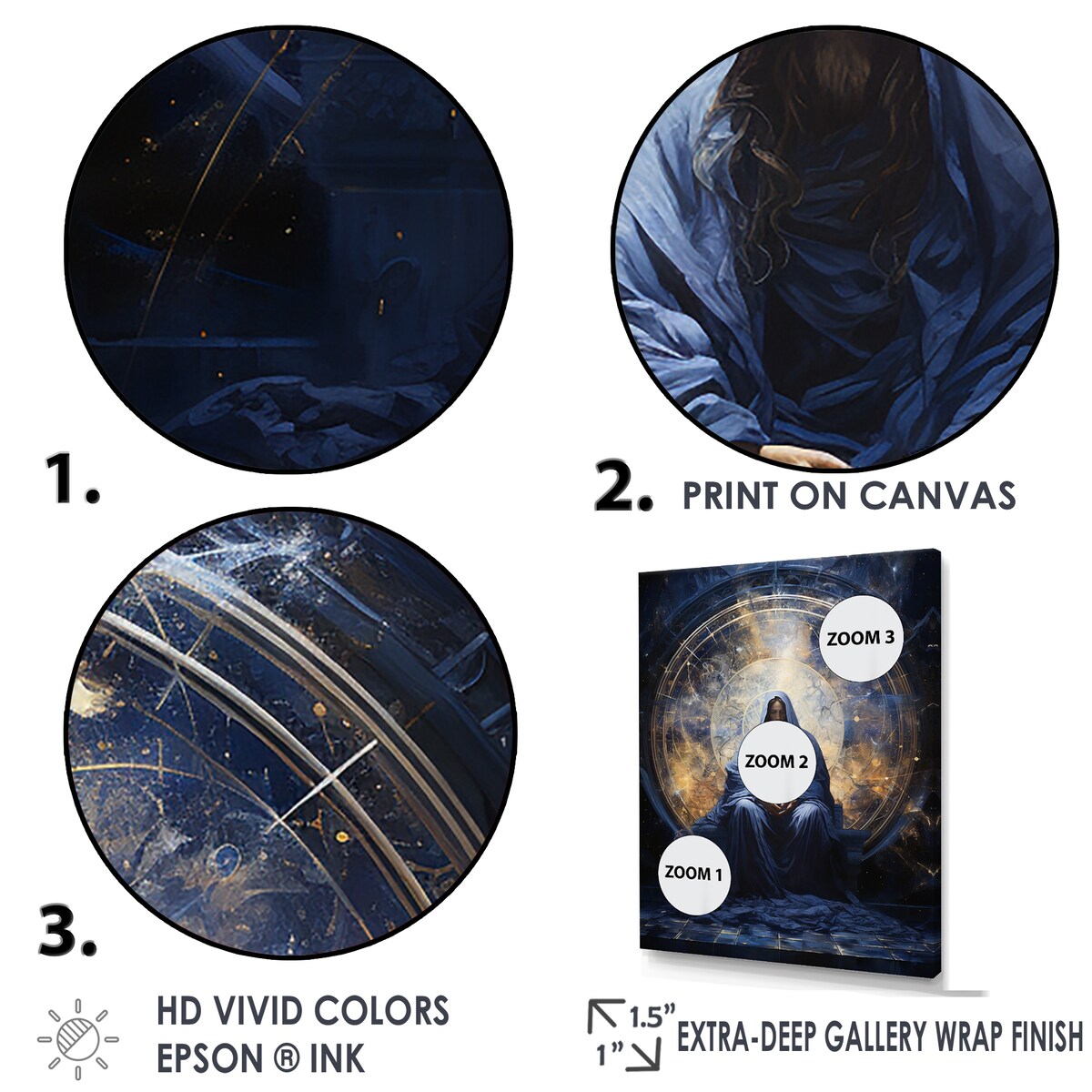 Designart "Isaiahs Insight Indigo Christianity" Christianity Framed Canvas Prints