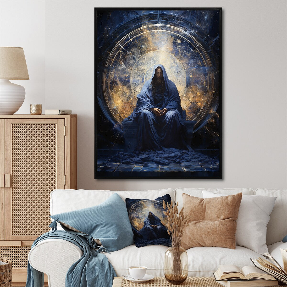 Designart "Isaiahs Insight Indigo Christianity" Christianity Framed Canvas Prints