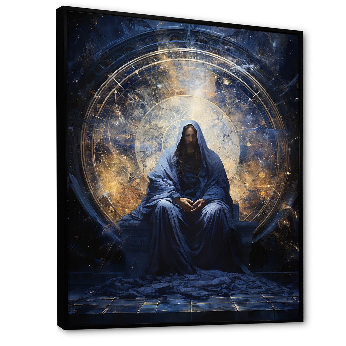 Designart "Isaiahs Insight Indigo Christianity" Christianity Framed Canvas Prints