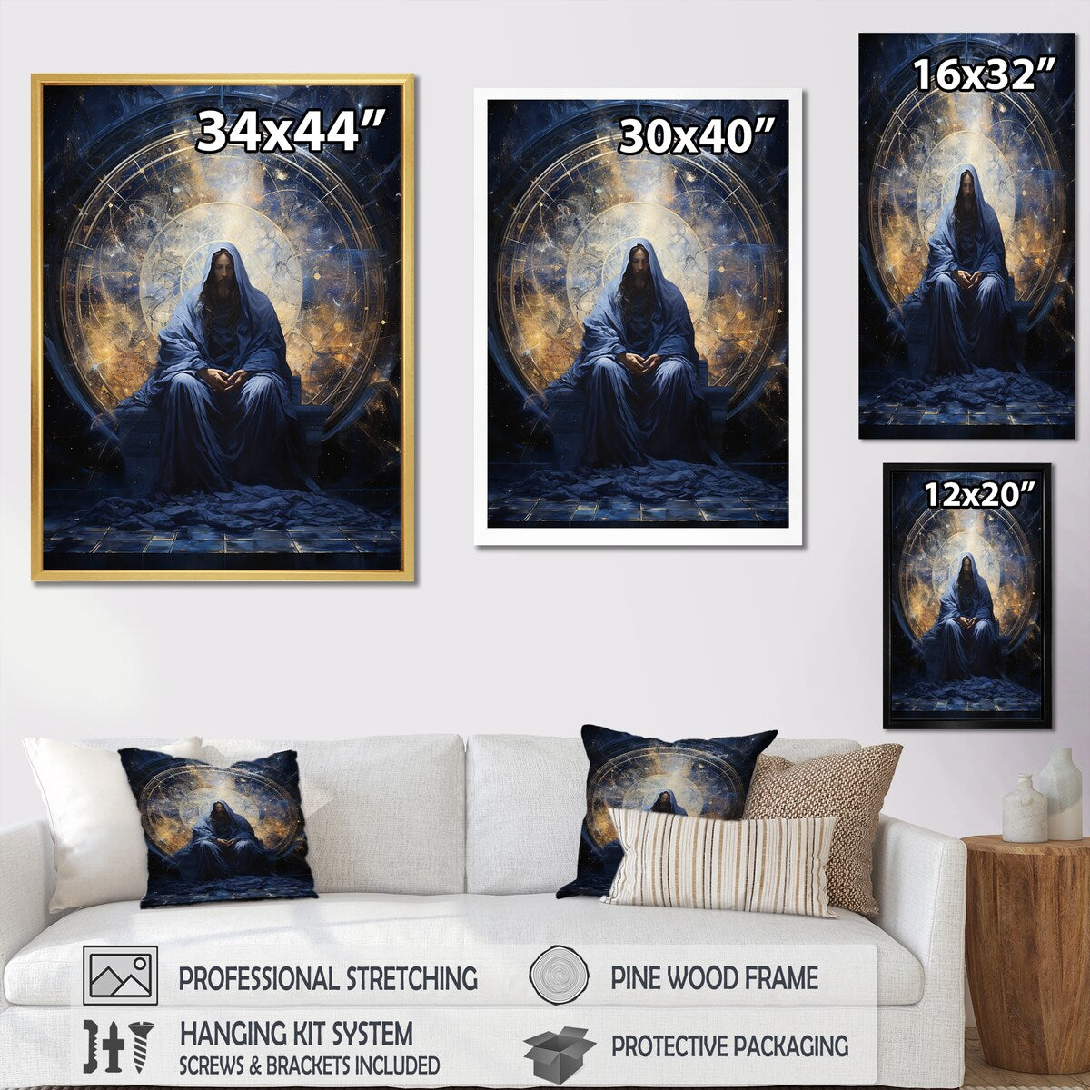Designart "Isaiahs Insight Indigo Christianity" Christianity Framed Canvas Prints