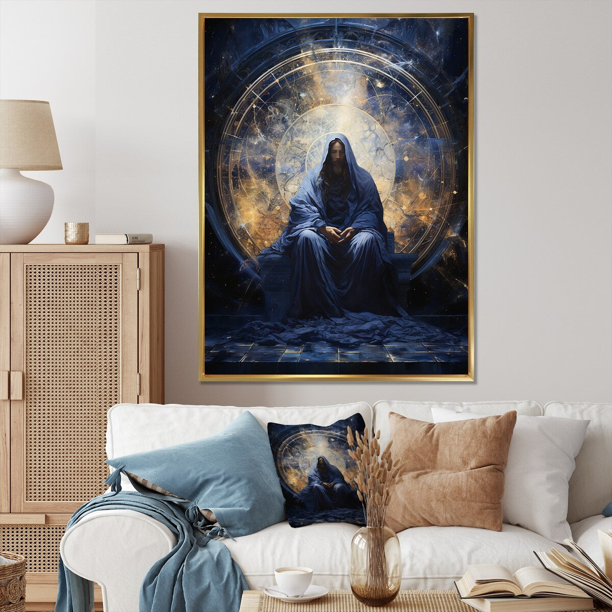Designart "Isaiahs Insight Indigo Christianity" Christianity Framed Canvas Prints