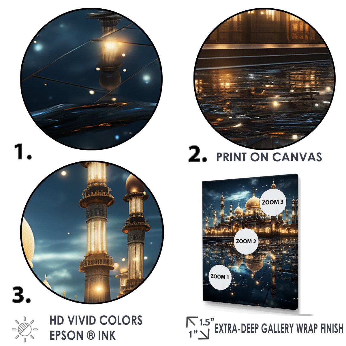 Designart "Islam Eternal Mosque Light At Night" Islam Wall Art