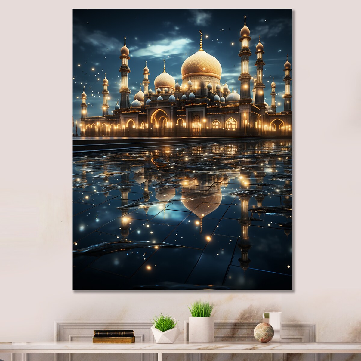 Designart "Islam Eternal Mosque Light At Night" Islam Wall Art