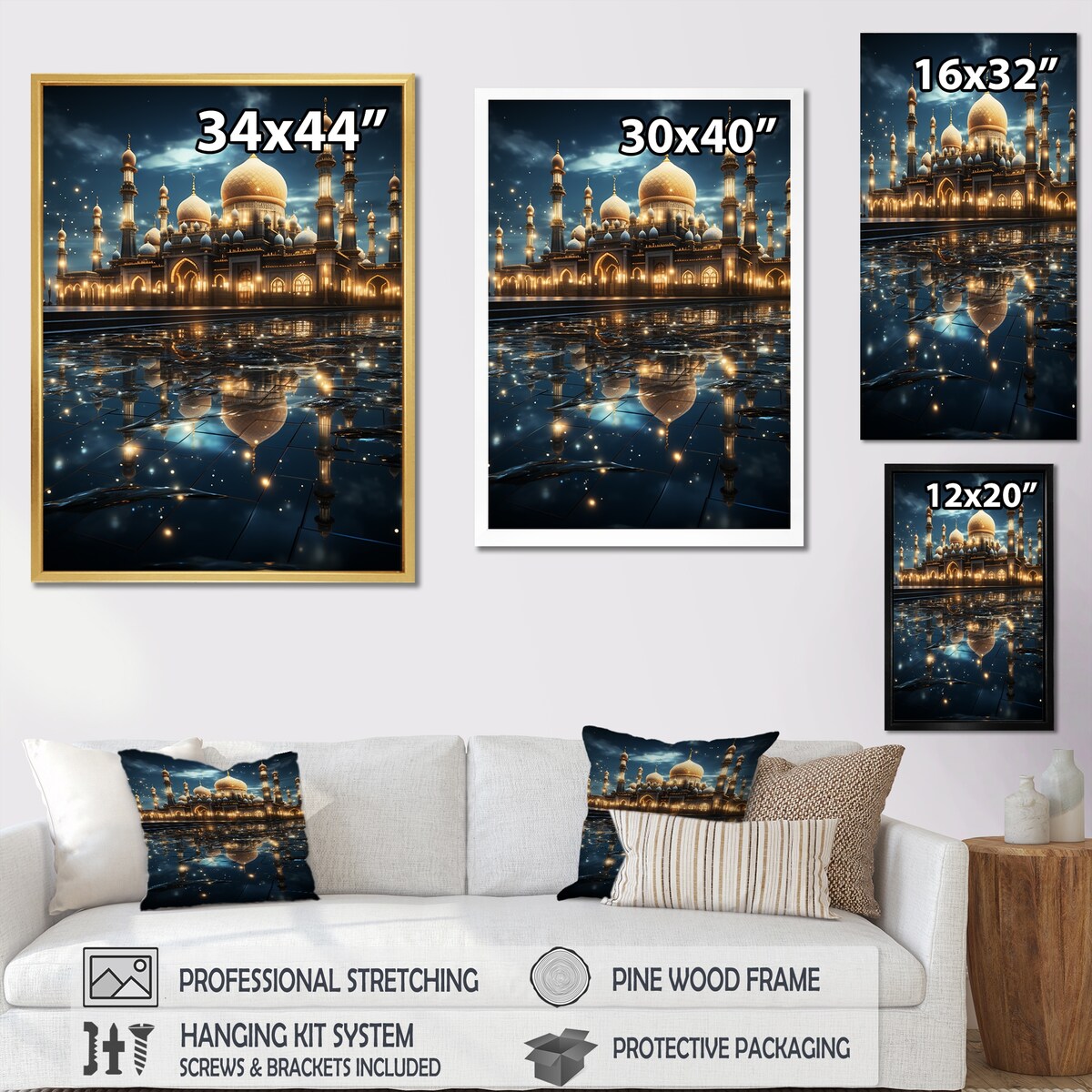 Designart "Islam Eternal Mosque Light At Night" Islam Wall Art