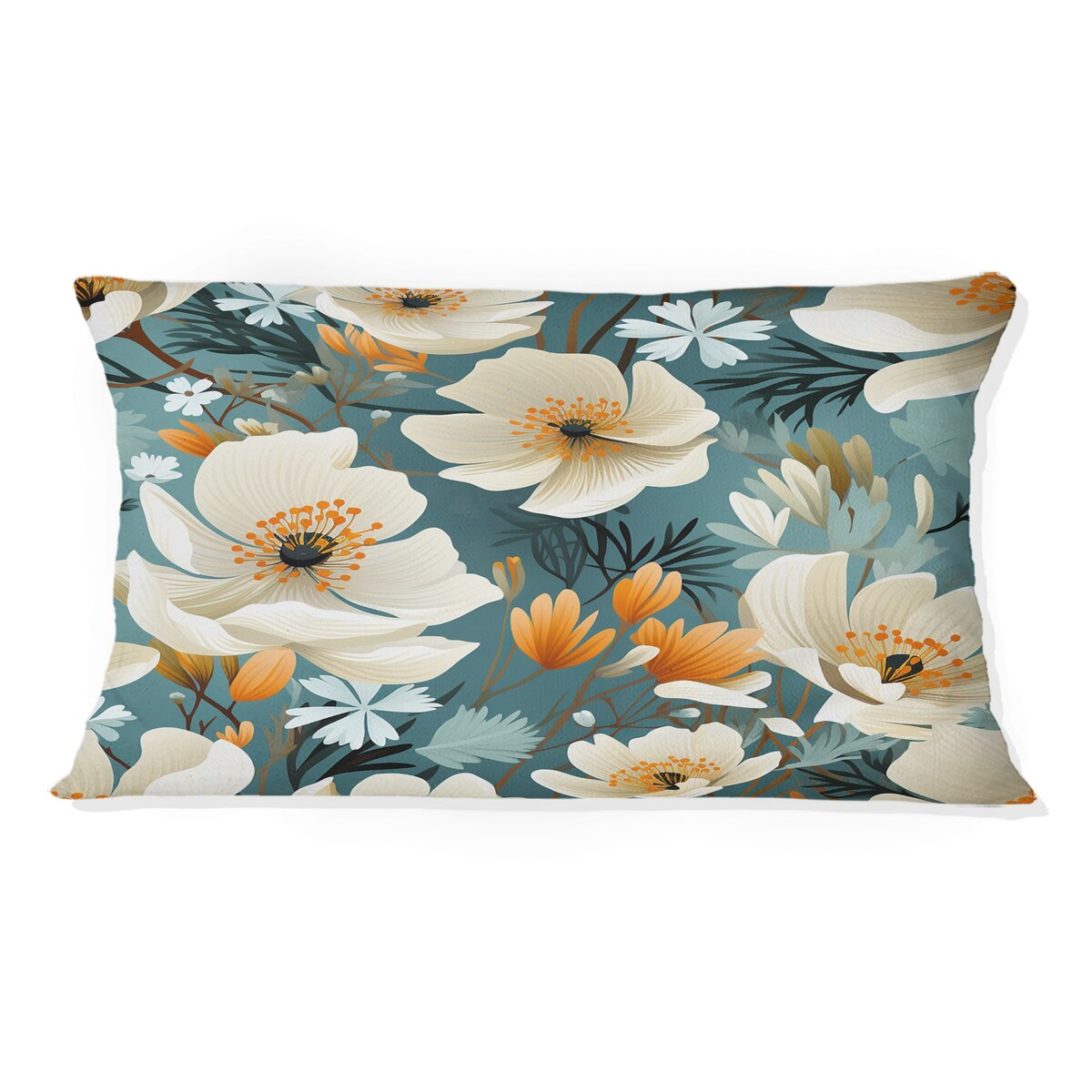 Designart "Ivory Coastal Blossoms Floral Pattern" Floral Printed Throw Pillow