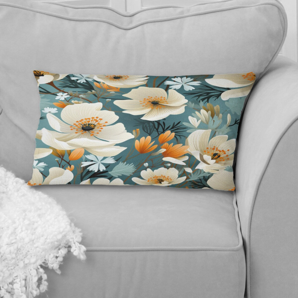 Designart "Ivory Coastal Blossoms Floral Pattern" Floral Printed Throw Pillow