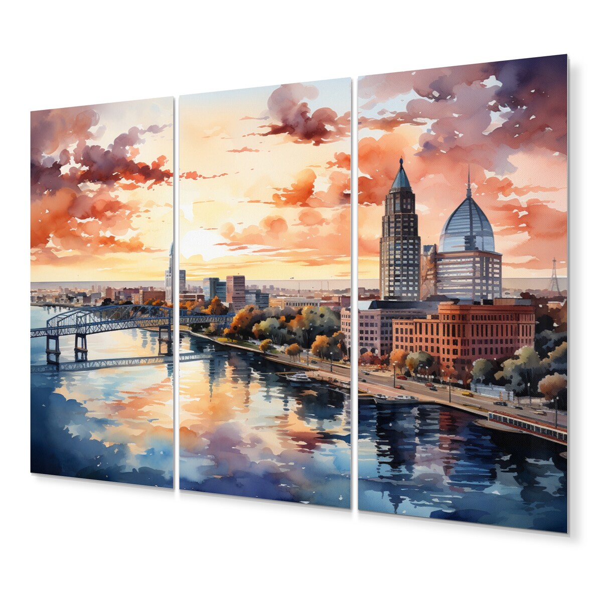 Designart "Jacksonville Bay Florida V" Florida Metal Wall Decor Set