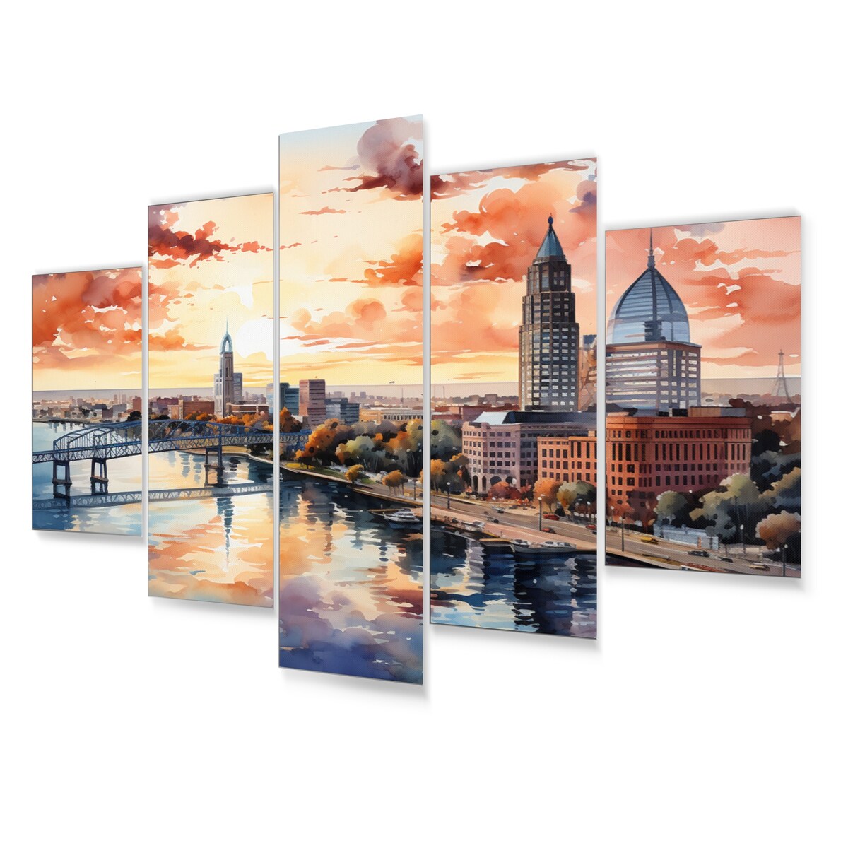Designart "Jacksonville Bay Florida V" Florida Metal Wall Decor Set