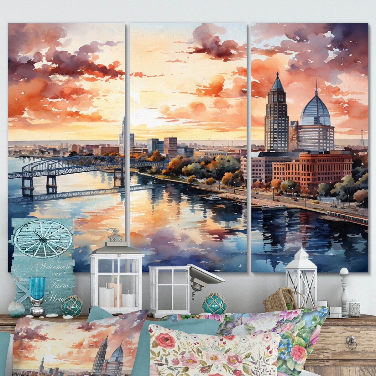Designart "Jacksonville Bay Florida V" Florida Metal Wall Decor Set