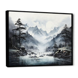 Designart "Japan Mountain Fog Horizons " Japan Art Framed Canvas Wall Art
