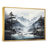 Designart "Japan Mountain Fog Horizons " Japan Art Framed Canvas Wall Art