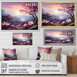 Designart "Japanese Mountain Plumeria Hill I" Japan Art Framed Wall Art Living Room