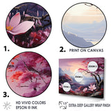 Designart "Japanese Mountain Plumeria Hill I" Japan Art Framed Wall Art Living Room