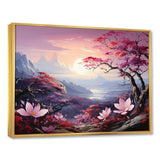 Designart "Japanese Mountain Plumeria Hill I" Japan Art Framed Wall Art Living Room
