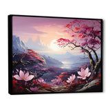 Designart "Japanese Mountain Plumeria Hill I" Japan Art Framed Wall Art Living Room