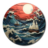 Designart "Japon Coral Waves Papercut II" Japanese Oversized Wall Clock