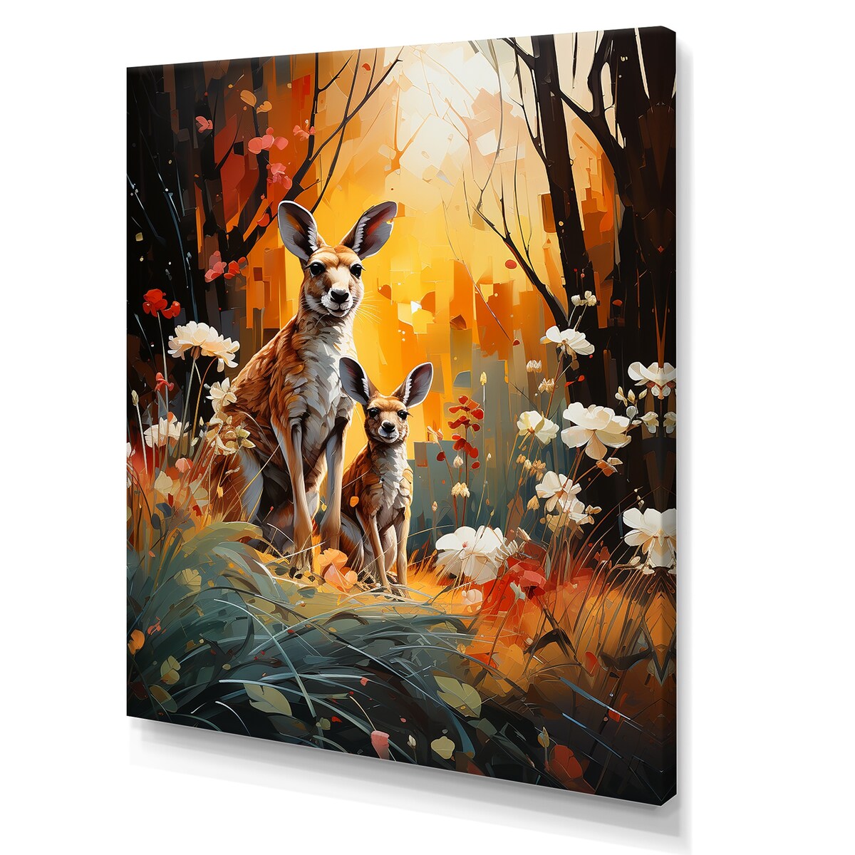 Designart "Kangaroo Eucalyptus Flower Oasis " Kangaroo Animal Wall Art