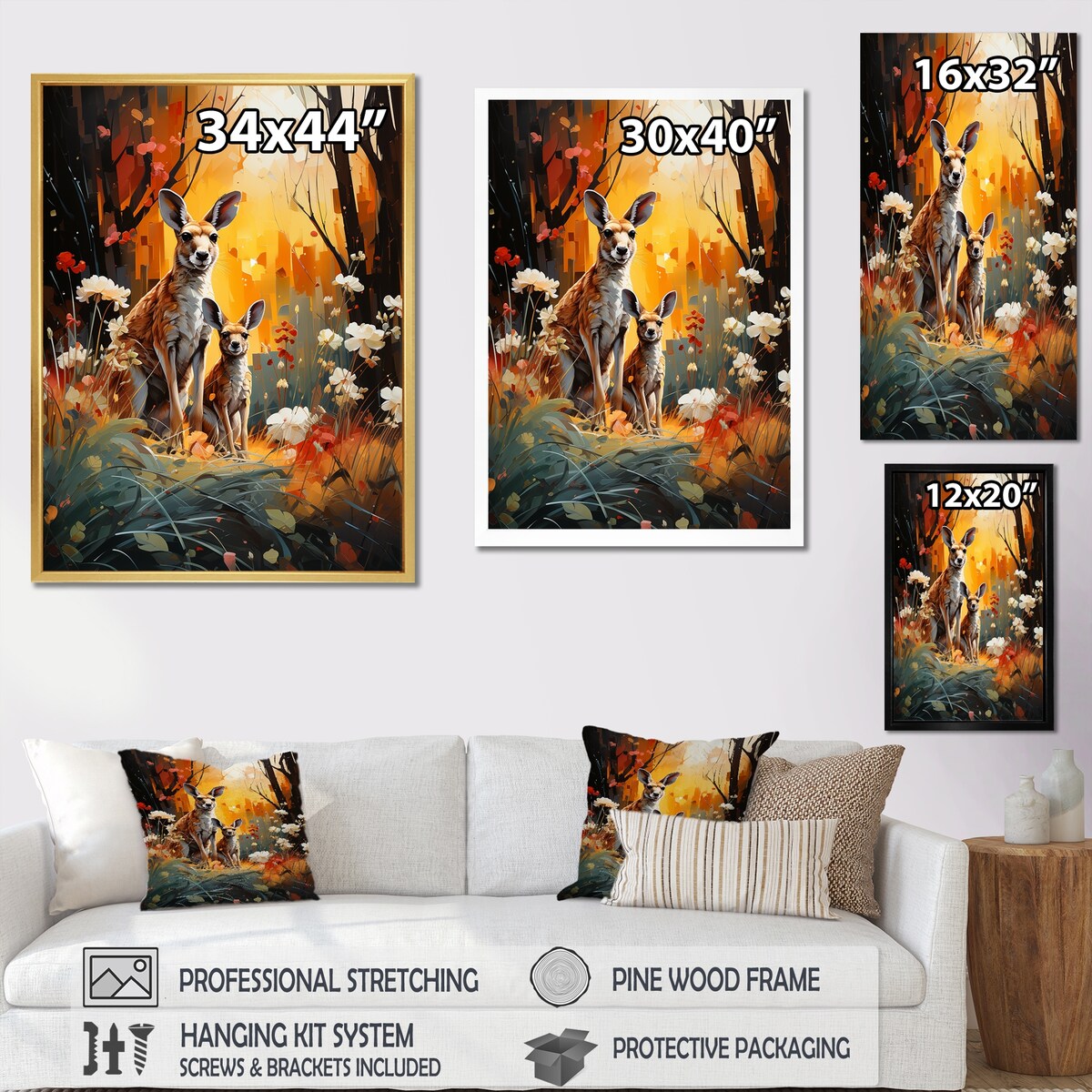 Designart "Kangaroo Eucalyptus Flower Oasis " Kangaroo Animal Wall Art