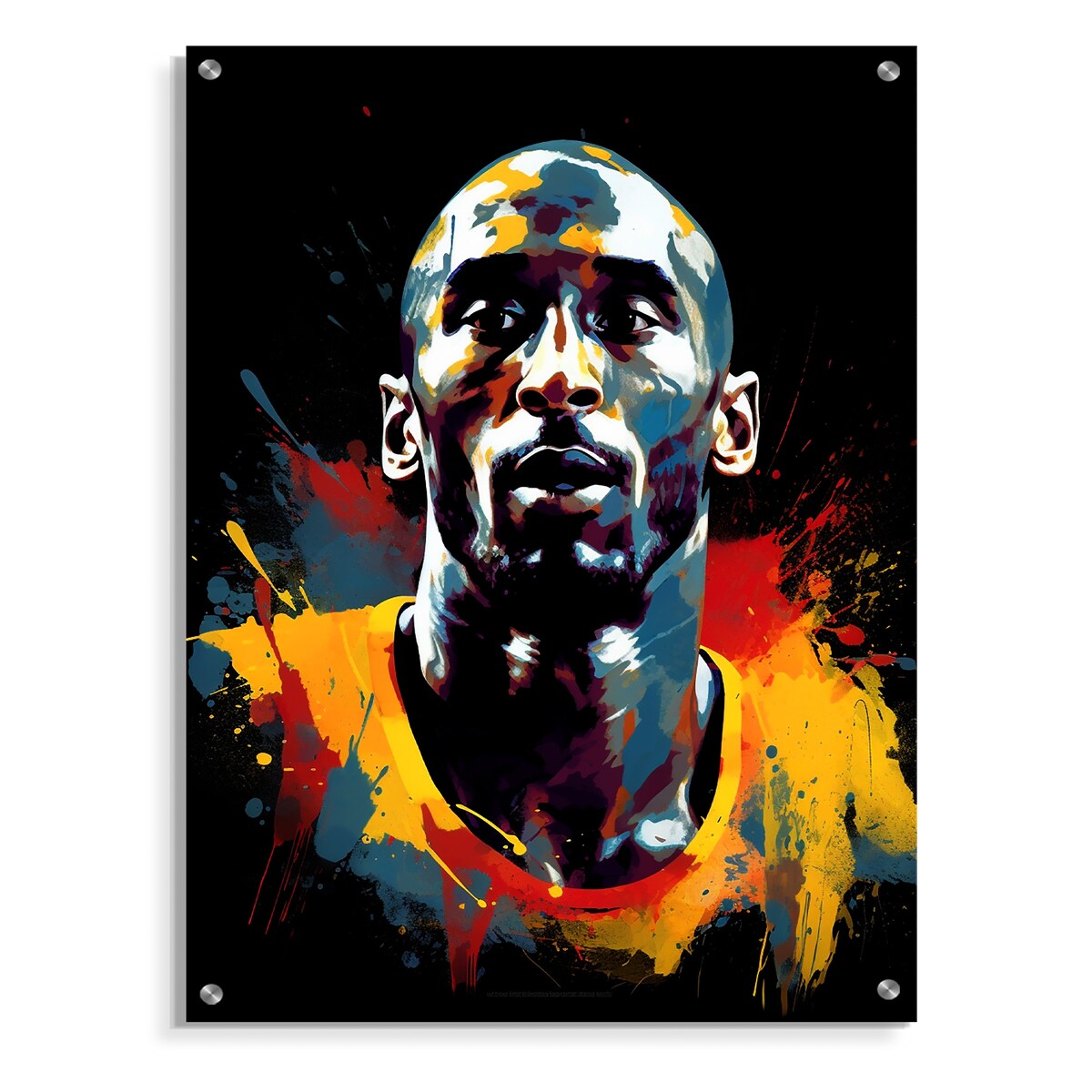 Designart "Kobe Memory III" Sport Basketball Gloss Wall Decor Black - Modern Acrylic Wall Art For Bedroom