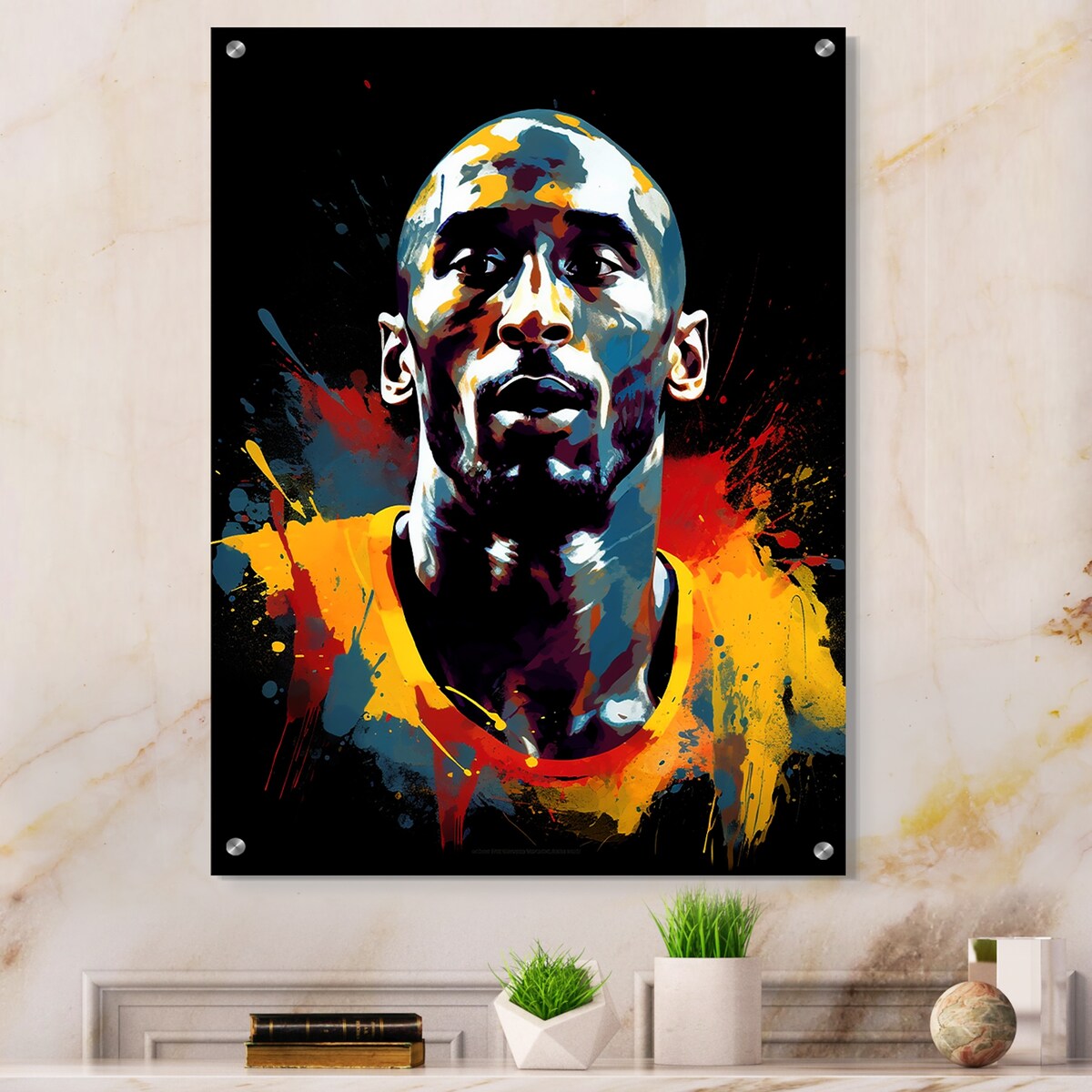 Designart "Kobe Memory III" Sport Basketball Gloss Wall Decor Black - Modern Acrylic Wall Art For Bedroom
