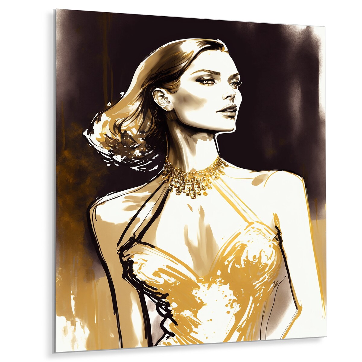 Designart "Lady With Ripped Jeans Holding Yellow Flowers III" Fashion Woman Metal Wall Art