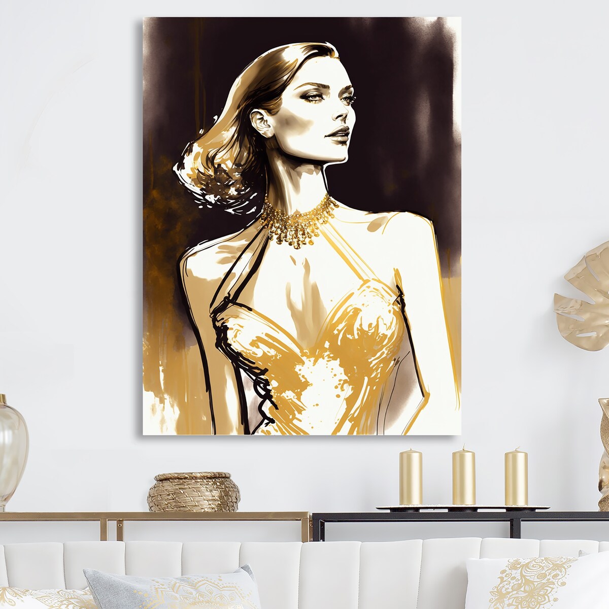 Designart "Lady With Ripped Jeans Holding Yellow Flowers III" Fashion Woman Metal Wall Art