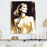 Designart "Lady With Ripped Jeans Holding Yellow Flowers III" Fashion Woman Metal Wall Art