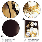 Designart "Lady With Ripped Jeans Holding Yellow Flowers III" Fashion Woman Metal Wall Art
