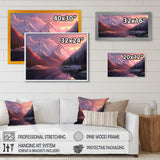 Designart "Lake And Mountain Peaks" Landscape Mountains Lake Framed Canvas Art Print