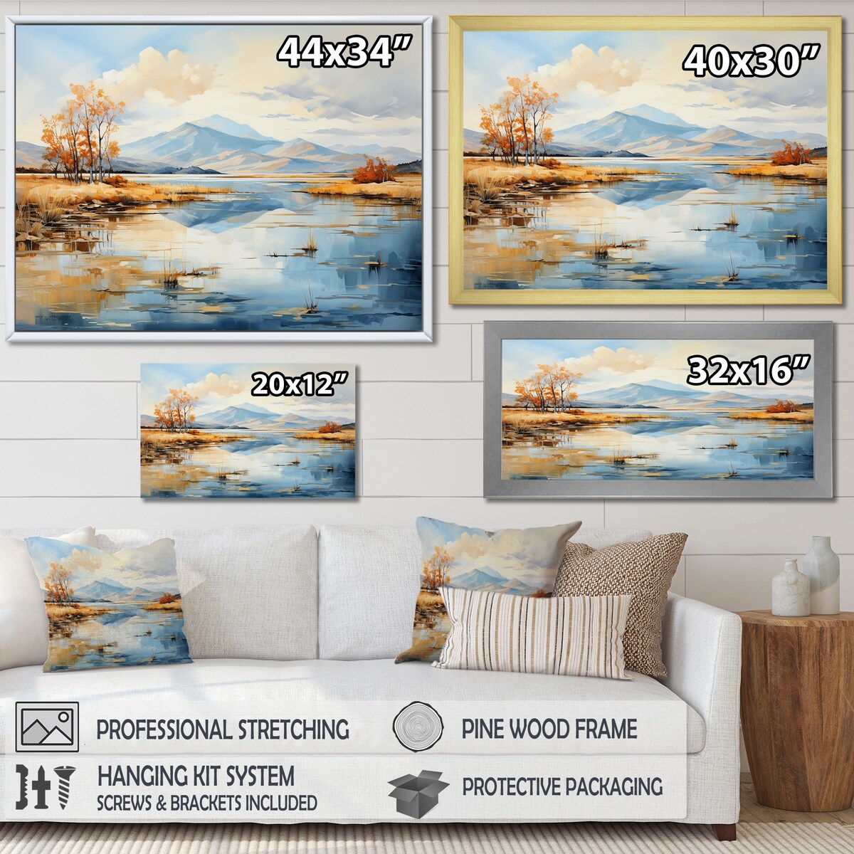Designart "Lakes Rivers Minimalism Charm " River Wall Art Canvas