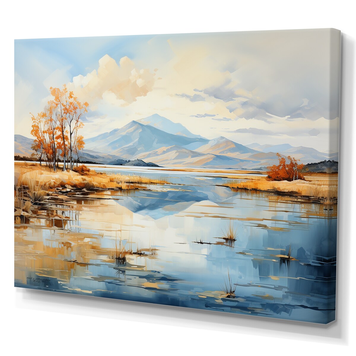 Designart "Lakes Rivers Minimalism Charm " River Wall Art Canvas