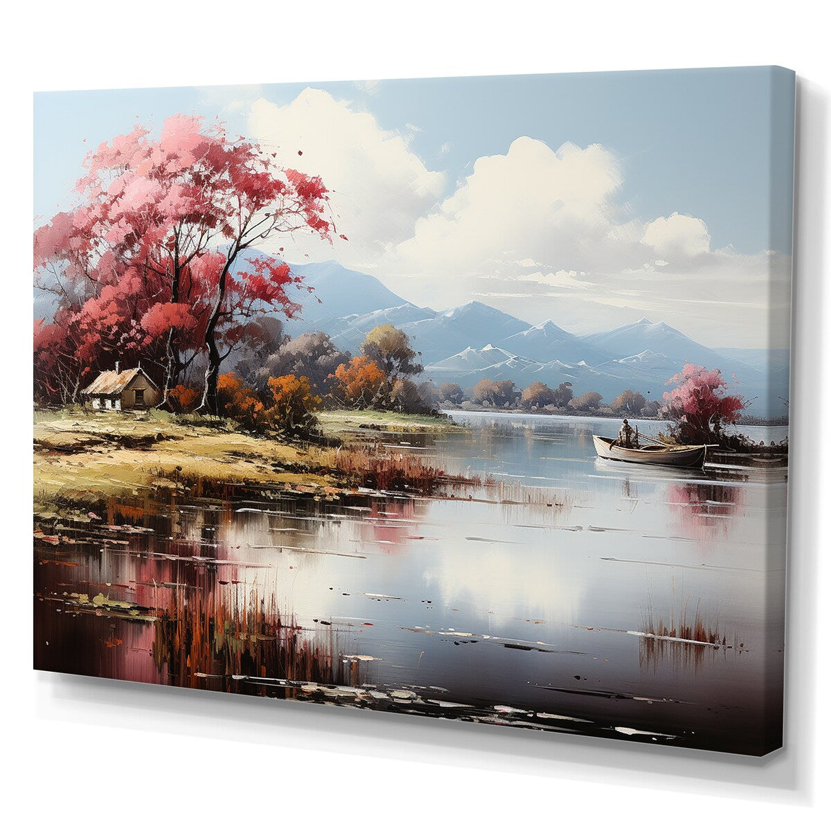 Designart "Lakeside Fall Foliage Serenity I" River Wall Art Canvas
