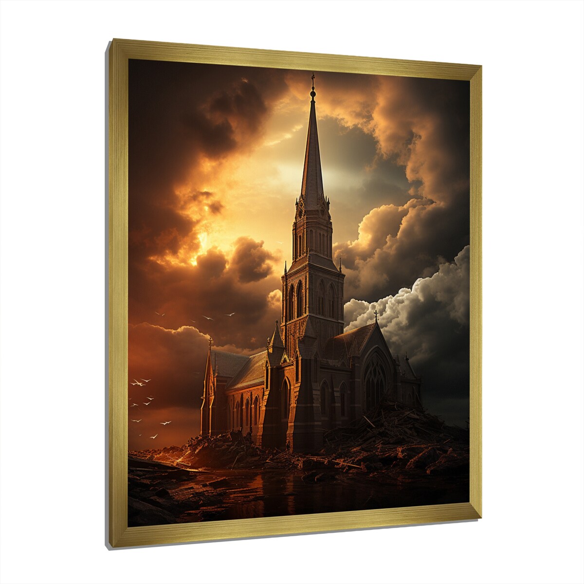 Designart "Landscape Church Faiths Guiding Light" Landscape Church Framed Canvas Prints
