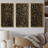 Designart "Leopard Fur Safari V" Mid-Century Modern Framed Artwork Set of 3 - 4 Colors of Frames