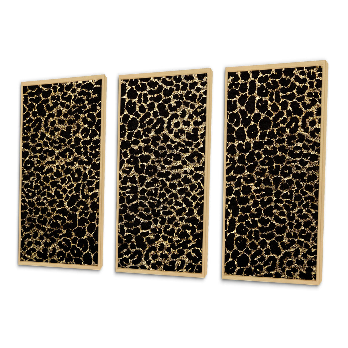 Designart "Leopard Fur Safari V" Mid-Century Modern Framed Artwork Set of 3 - 4 Colors of Frames