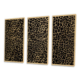 Designart "Leopard Fur Safari V" Mid-Century Modern Framed Artwork Set of 3 - 4 Colors of Frames